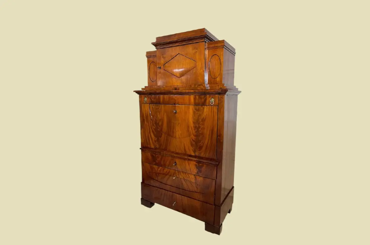 ANTIKER Biedermeier VINTAGE Mahagoni Schreibtisch Aufsatz Sekretär von 1800 4