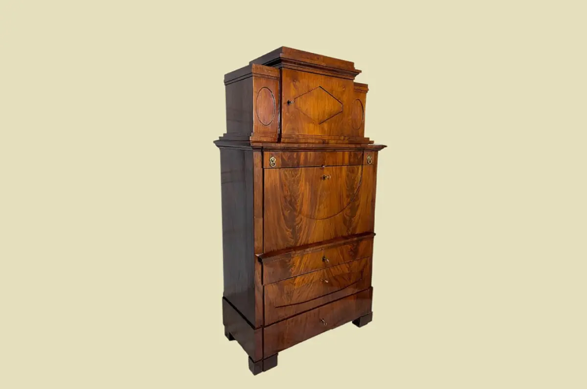 ANTIKER Biedermeier VINTAGE Mahagoni Schreibtisch Aufsatz Sekretär von 1800 5