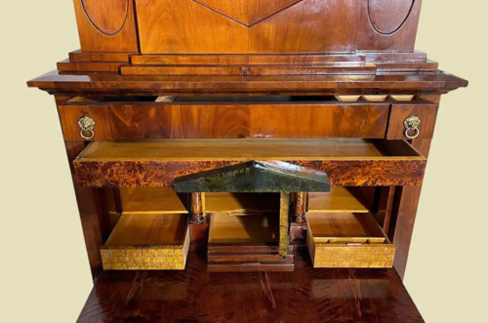 Echter Biedermeier Mahagoni Schreibtisch Aufsatz Sekretär 1800-1820  RESTAURIERT 9