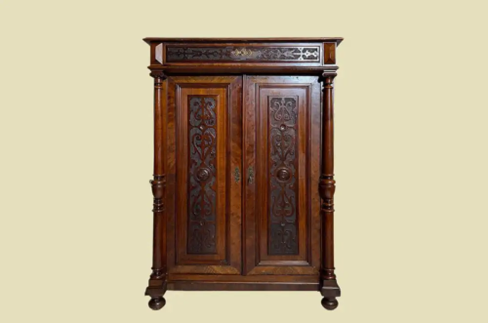 1880er Vertiko ANTIK Gründerzeit Nußbaum Säulen Kommode Schrank von 1880 1