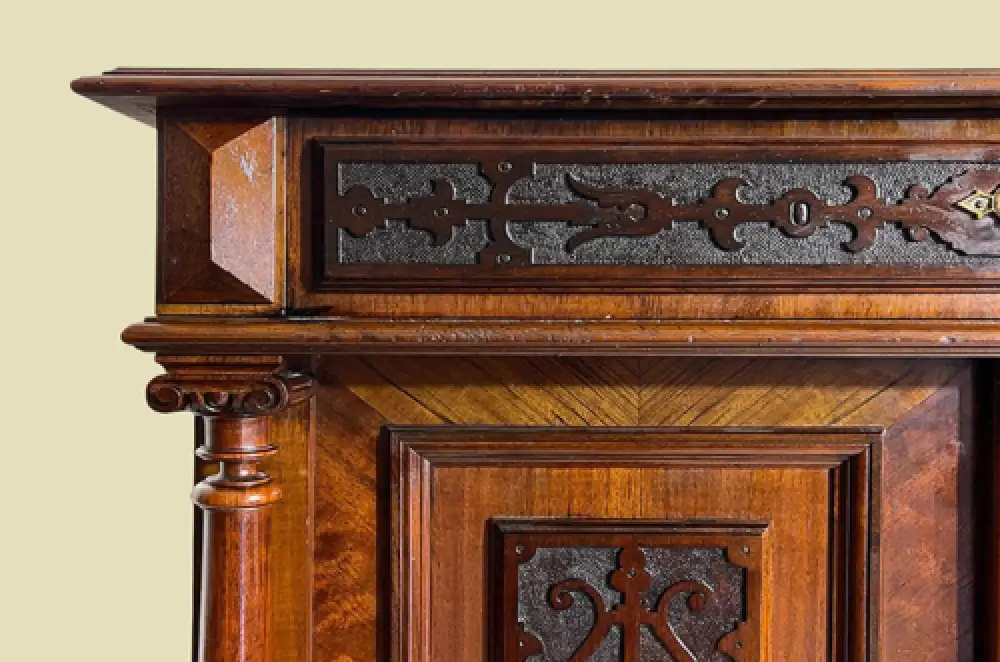 1880er Vertiko ANTIK Gründerzeit Nußbaum Säulen Kommode Schrank von 1880 11