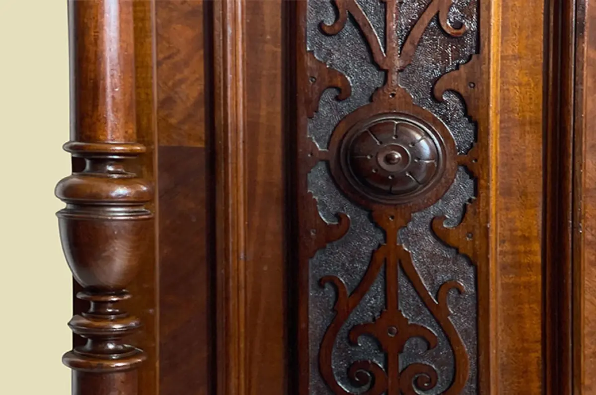 1880er Vertiko ANTIK Gründerzeit Nußbaum Säulen Kommode Schrank von 1880 12