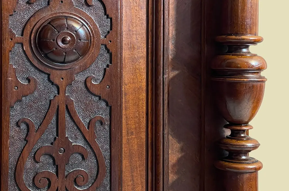 1880er Vertiko ANTIK Gründerzeit Nußbaum Säulen Kommode Schrank von 1880 13