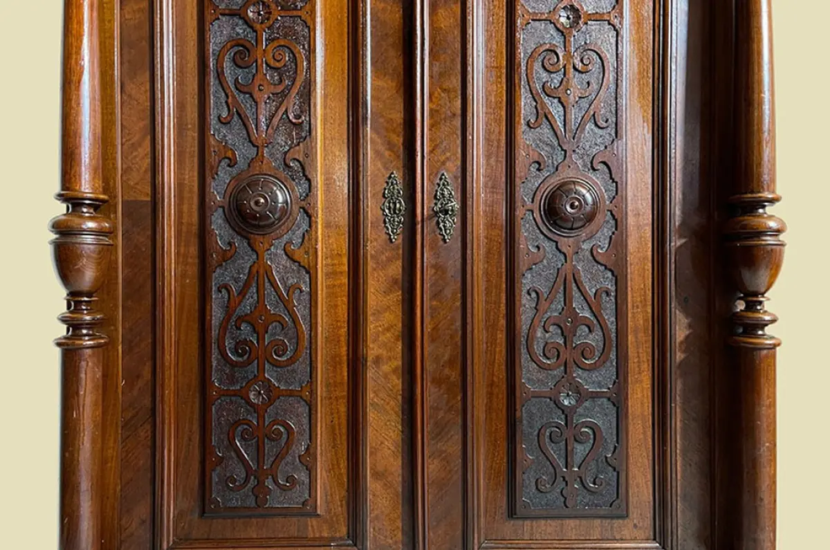 1880er Vertiko ANTIK Gründerzeit Nußbaum Säulen Kommode Schrank von 1880 14