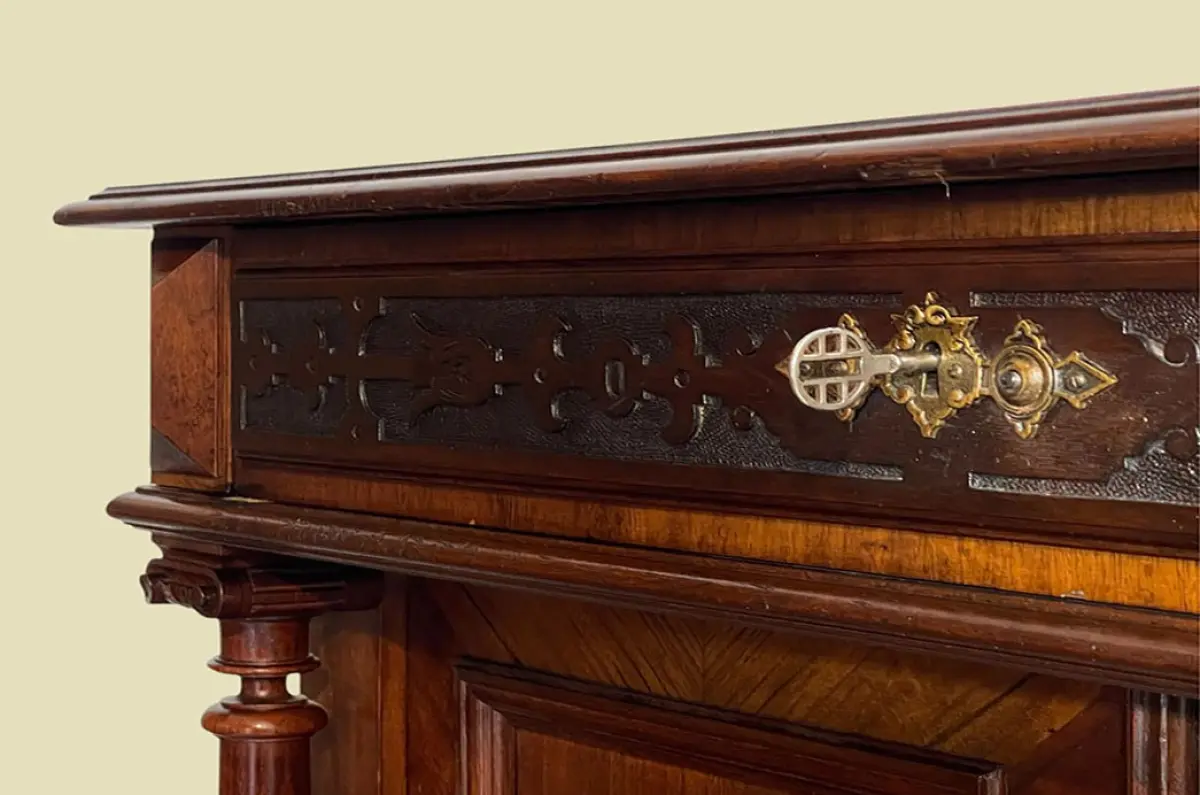 1880er Vertiko ANTIK Gründerzeit Nußbaum Säulen Kommode Schrank von 1880 15