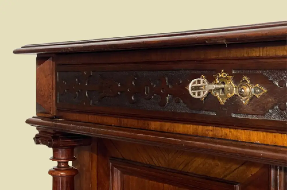 1880er Vertiko ANTIK Gründerzeit Nußbaum Säulen Kommode Schrank von 1880 15