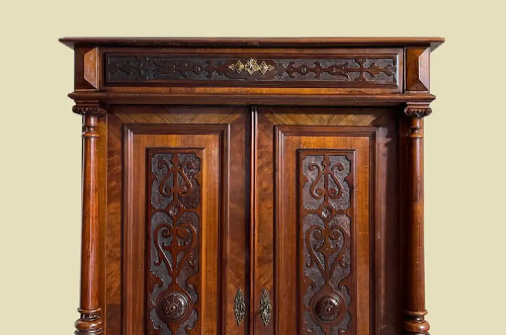 1880er Vertiko ANTIK Gründerzeit Nußbaum Säulen Kommode Schrank von 1880 16