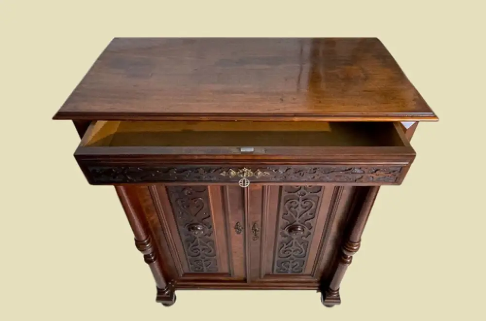 1880er Vertiko ANTIK Gründerzeit Nußbaum Säulen Kommode Schrank von 1880 8