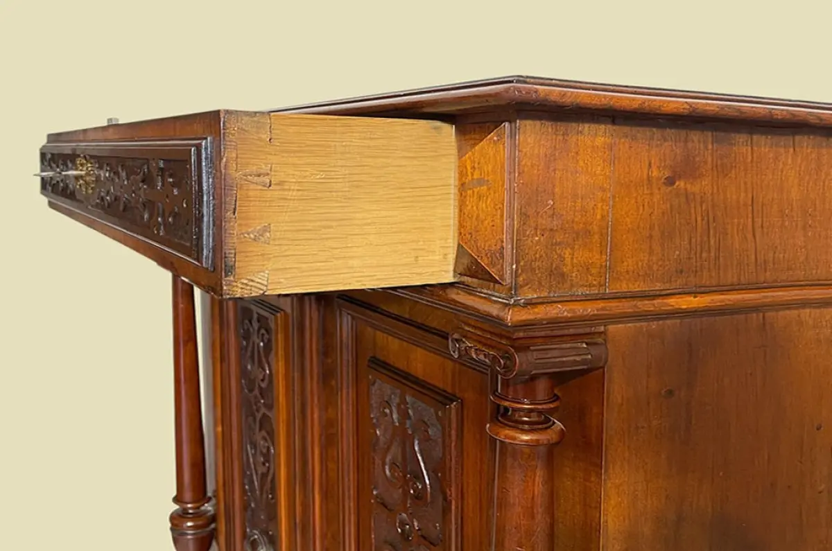 1880er Vertiko ANTIK Gründerzeit Nußbaum Säulen Kommode Schrank von 1880 9