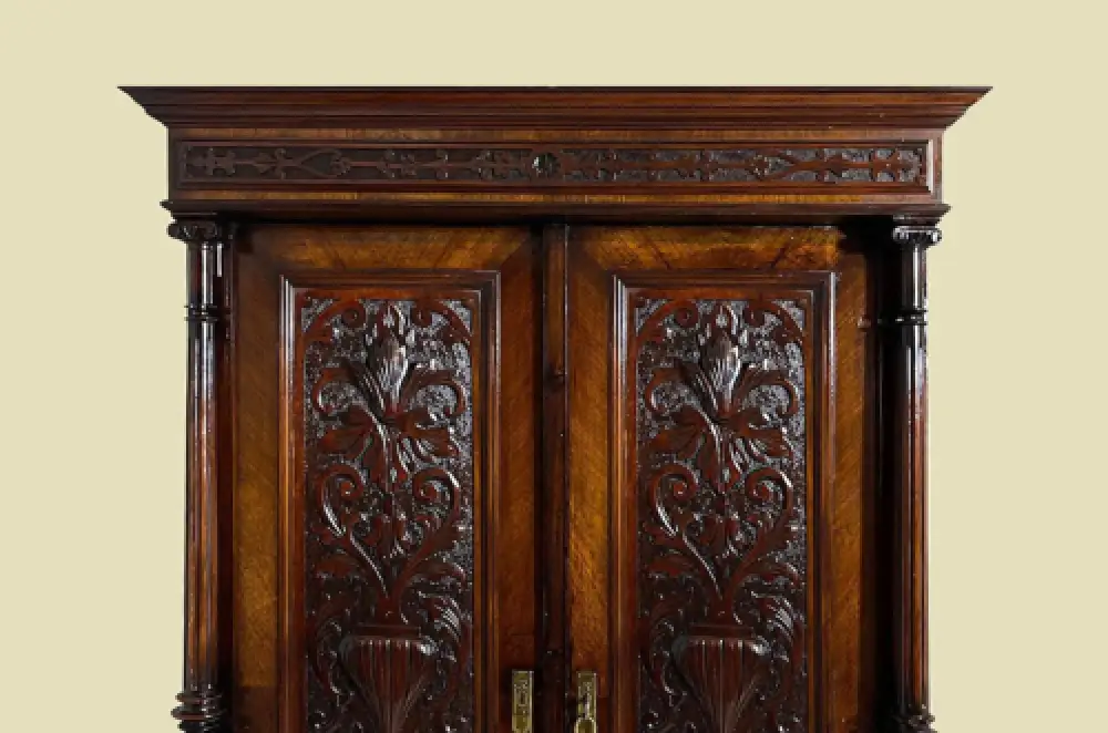 Edler 1880er Kleiderschrank ANTIK Gründerzeit Nußbaum Säulen Schrank von 1880 16