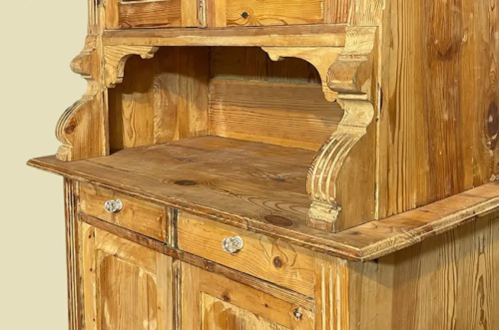 1920er Küchenbuffet ANTIK Jugendstil Weichholz Vitrine Kommode Schrank von 1920 11