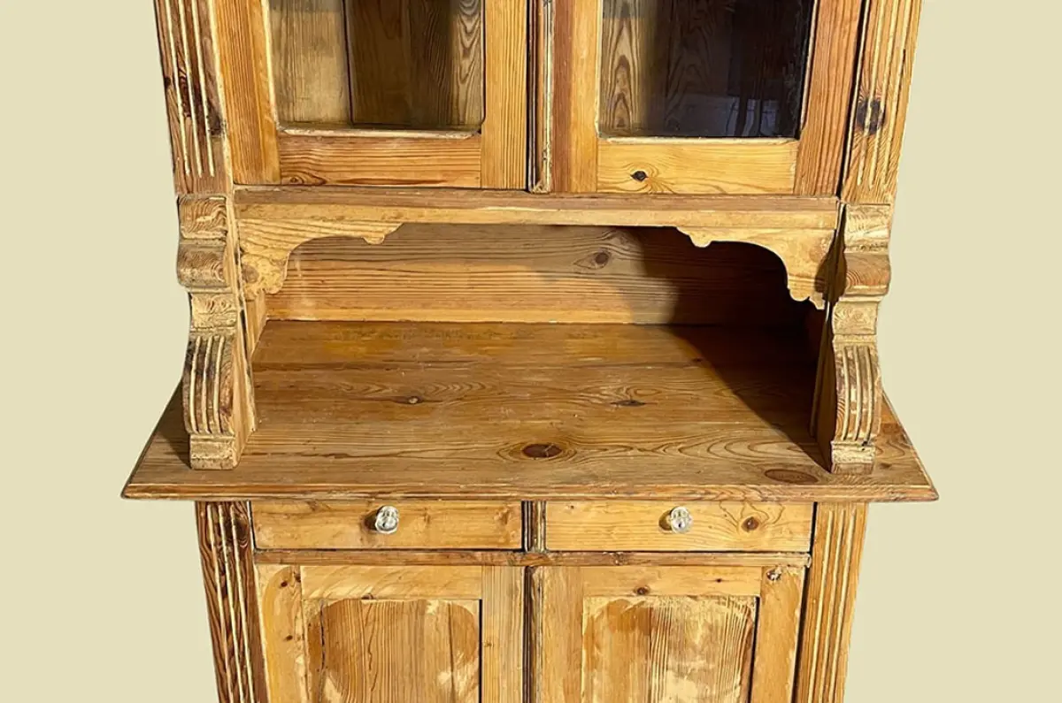 1920er Küchenbuffet ANTIK Jugendstil Weichholz Vitrine Kommode Schrank von 1920 12