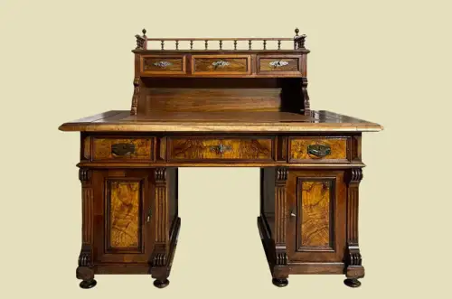 1880er Schreibtisch ANTIK Gründerzeit VINTAGE Nußbaum Sekretär Tisch von 1880