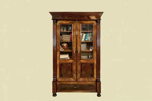 1880er Vitrine ANTIK Gründerzeit VINTAGE Nußbaum Bücherschrank Schrank von 1880