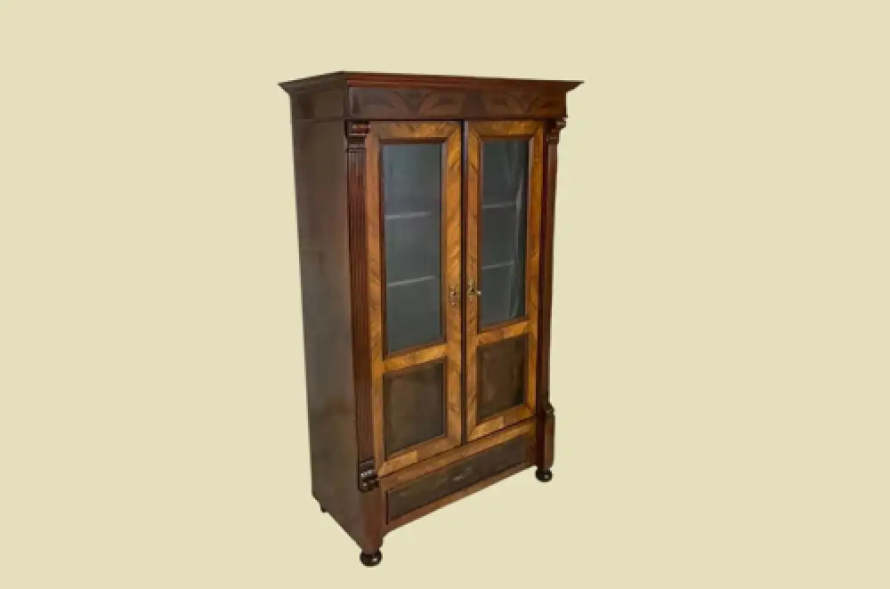 1880er Vitrine ANTIK Gründerzeit VINTAGE Nußbaum Bücherschrank Schrank von 1880 2