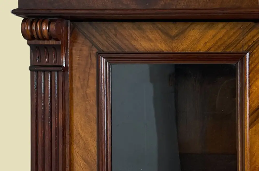 1880er Vitrine ANTIK Gründerzeit VINTAGE Nußbaum Bücherschrank Schrank von 1880 7