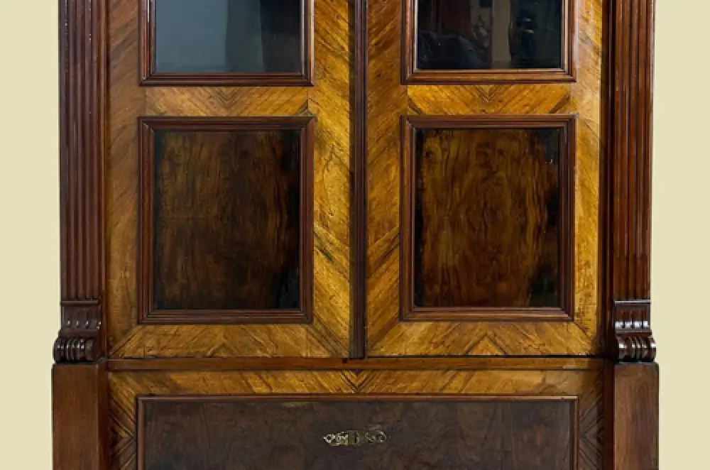 1880er Vitrine ANTIK Gründerzeit VINTAGE Nußbaum Bücherschrank Schrank von 1880 8