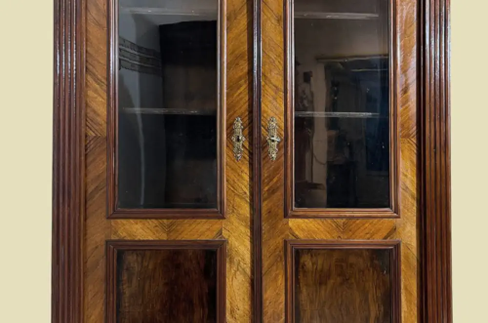 1880er Vitrine ANTIK Gründerzeit VINTAGE Nußbaum Bücherschrank Schrank von 1880 9