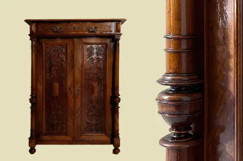 1880er Vertiko ANTIK Gründerzeit VINTAGE Nußbaum Säulen Kommode Schrank von 1880