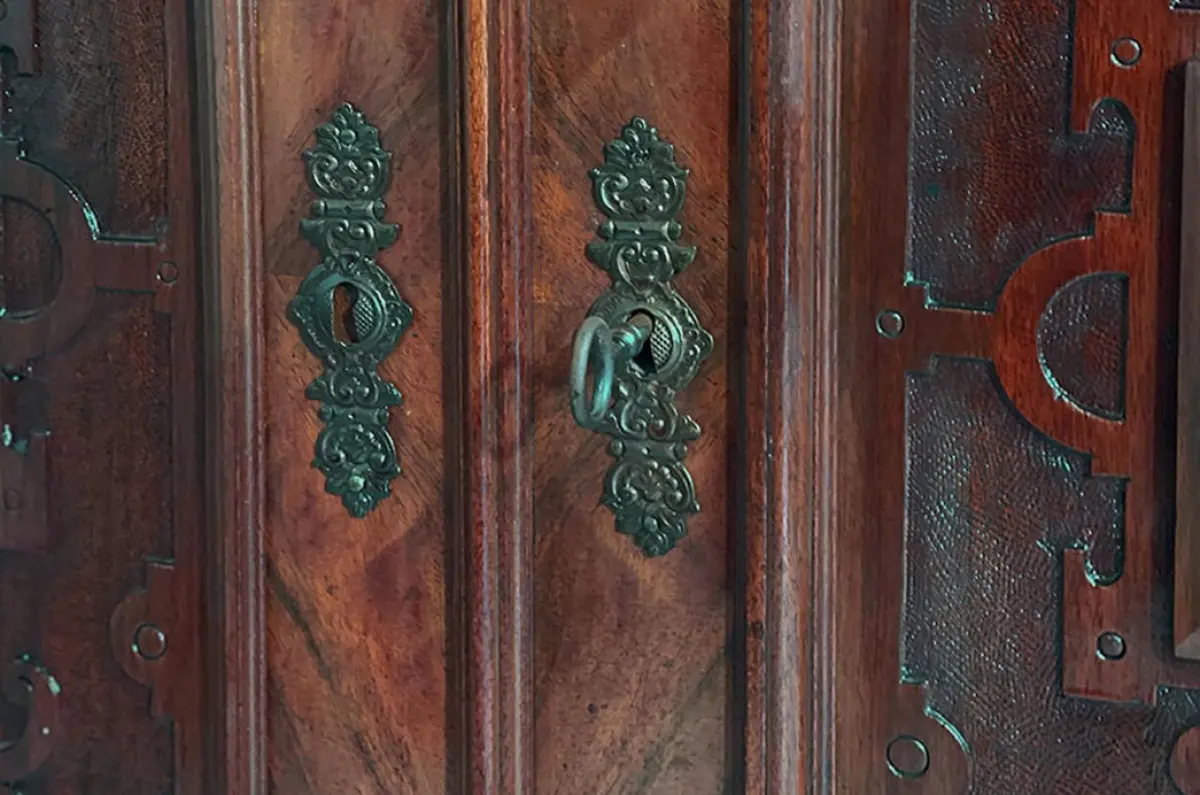 1880er Vertiko ANTIK Gründerzeit VINTAGE Nußbaum Säulen Kommode Schrank von 1880 15