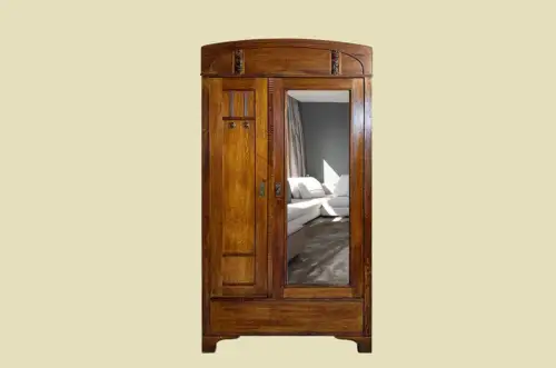 1920er Kleiderschrank ANTIK Jugendstil VINTAGE Eiche Nußbaum Spiegel Schrank