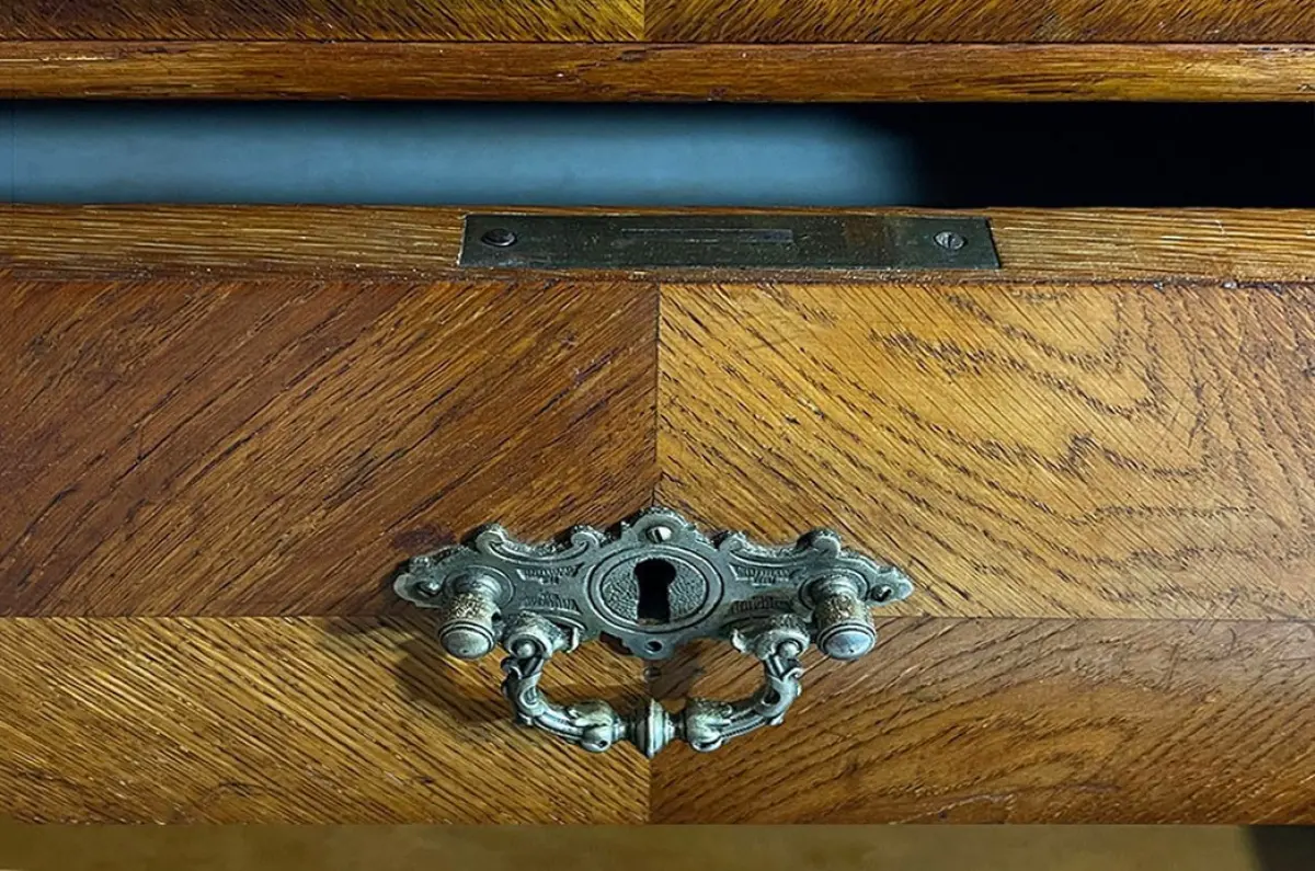 1880er Kommode ANTIK Gründerzeit VINTAGE Eiche Sekretär Schreibtisch Schrank 10