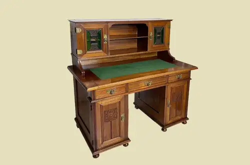Schreibtisch ANTIK Jugendstil VINTAGE Nußbaum Sekretär mit Aufsatz von 1920