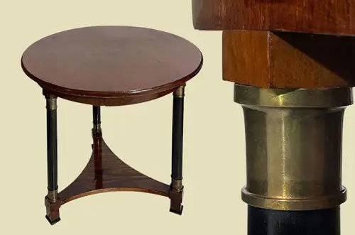 1820er ANTIK runder Biedermeier VINTAGE Bronze  Mahagoni Couch Beistell Tisch