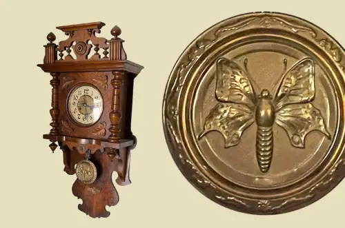 1880er Junghans Freischwinger Wand Uhr ANTIK Gründerzeit VINTAGE mit Krone