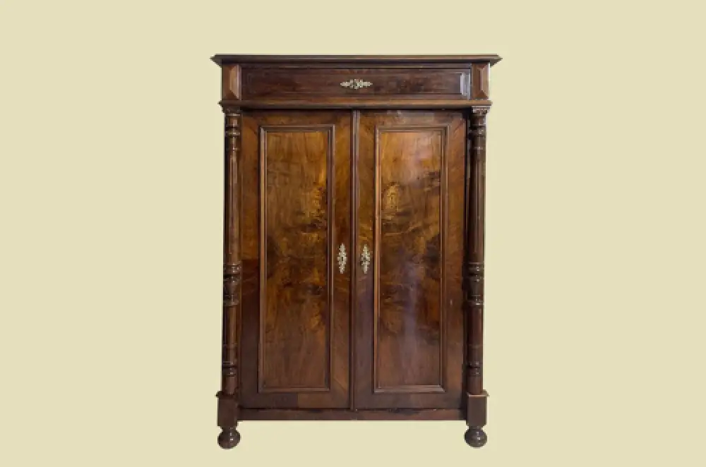 1880er Vertiko ANTIK Gründerzeit VINTAGE Nußbaum Säulen Kommode Schrank von 1880 0