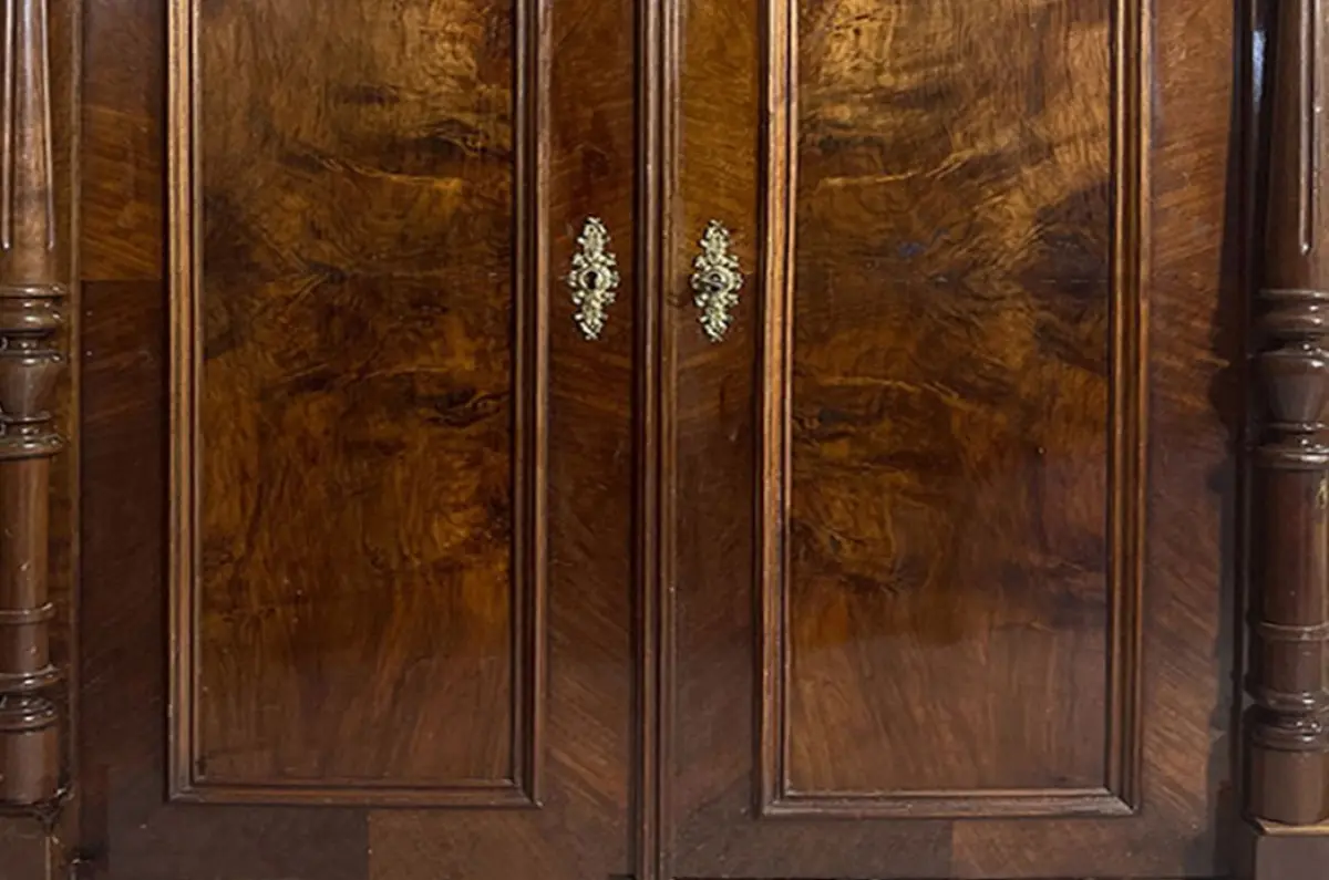 1880er Vertiko ANTIK Gründerzeit VINTAGE Nußbaum Säulen Kommode Schrank von 1880 12