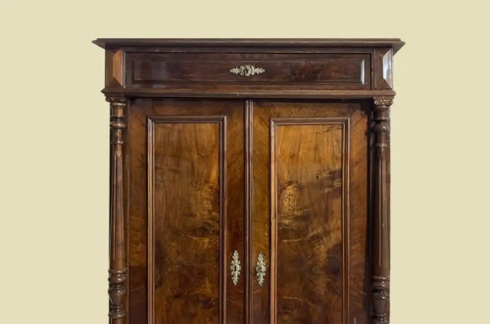 1880er Vertiko ANTIK Gründerzeit VINTAGE Nußbaum Säulen Kommode Schrank von 1880 13