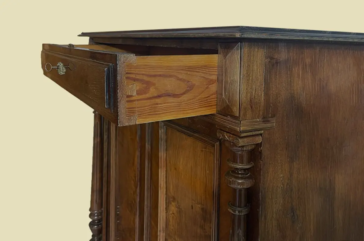1880er Vertiko ANTIK Gründerzeit VINTAGE Nußbaum Säulen Kommode Schrank von 1880 8