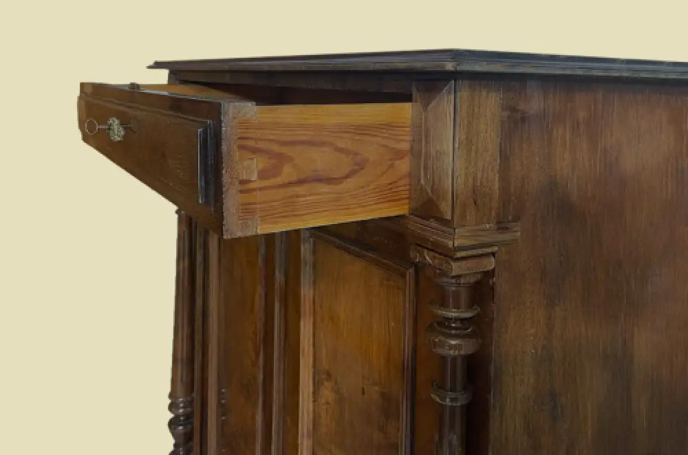 1880er Vertiko ANTIK Gründerzeit VINTAGE Nußbaum Säulen Kommode Schrank von 1880 8