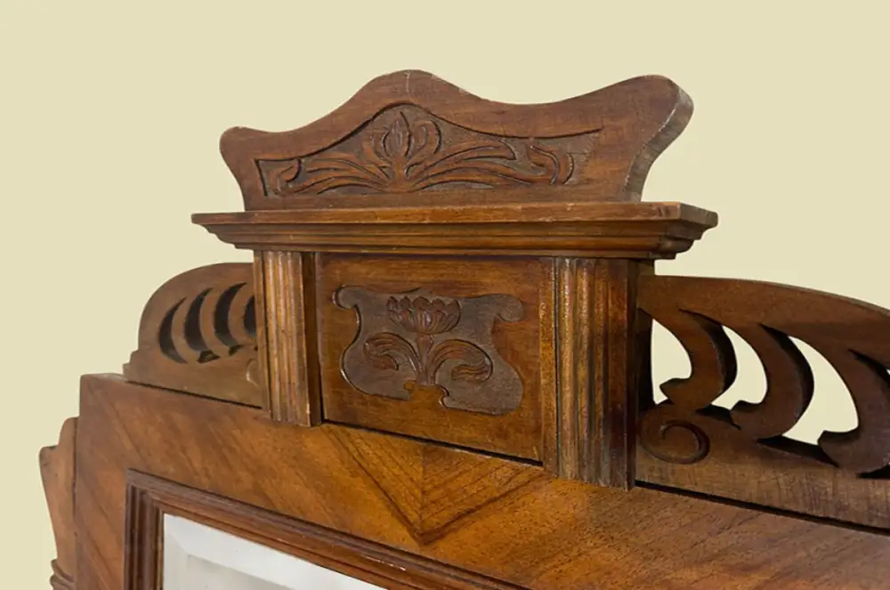 1920er Aufsatz ANTIK Jugendstil VINTAGE Nußbaum Vertiko Kommoden von 1920 3