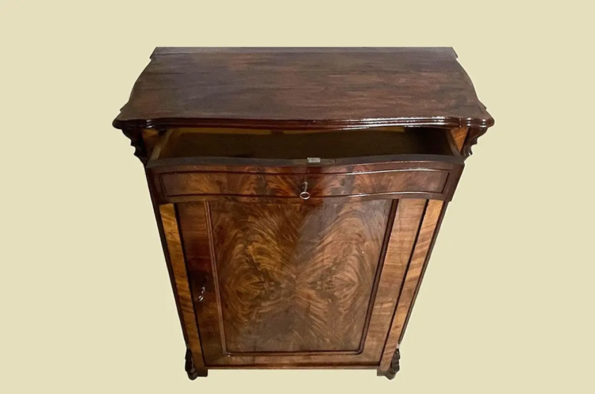 1840er Vertiko ANTIK Louis Philippe Nußbaum VINTAGE Schrank Kommode von 1840 6
