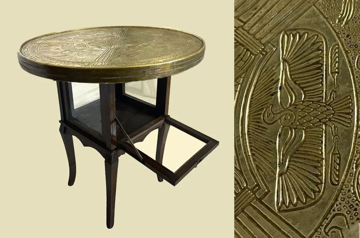 1920er Rauchtisch ANTIK Jugendstil VINTAGE Beistell Vitrine Tee Tisch von 1920