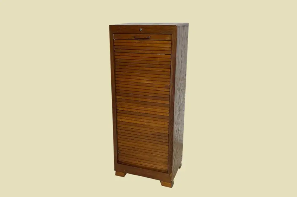 1960er Rolladen Schrank ANTIK Eiche VINTAGE Büromöbel Noten Kommode von 1960 2