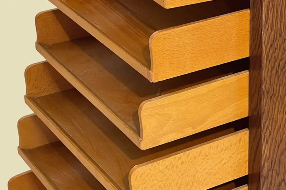 1960er Rolladen Schrank ANTIK Eiche VINTAGE Büromöbel Noten Kommode von 1960 8