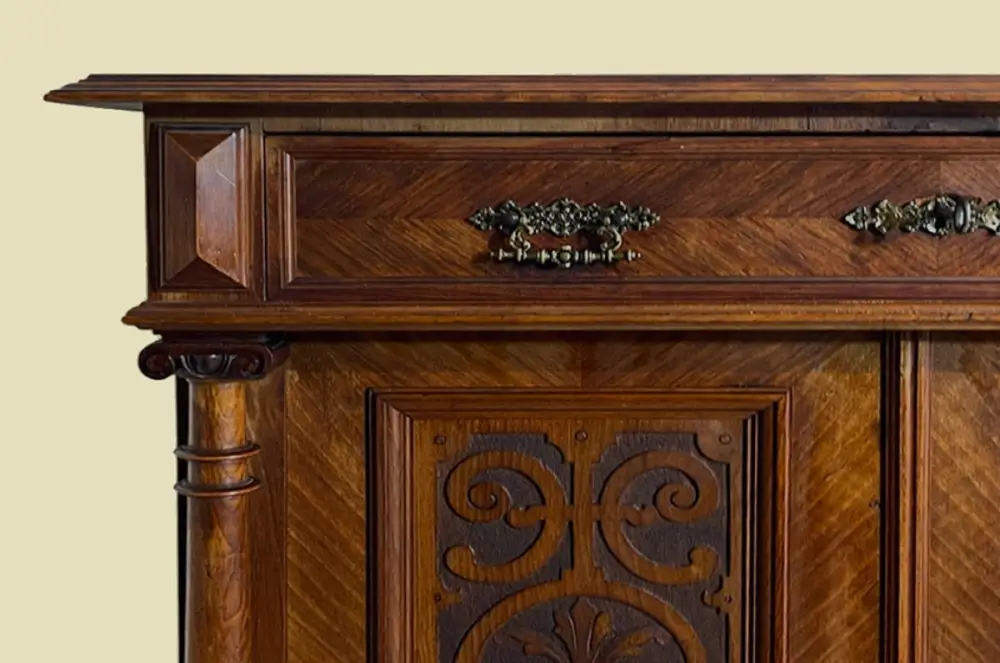 1880er Vertiko ANTIK Gründerzeit VINTAGE Nußbaum Säulen Kommode Schrank von 1880 10