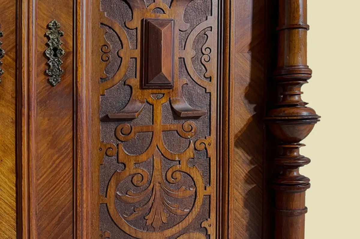 1880er Vertiko ANTIK Gründerzeit VINTAGE Nußbaum Säulen Kommode Schrank von 1880 11