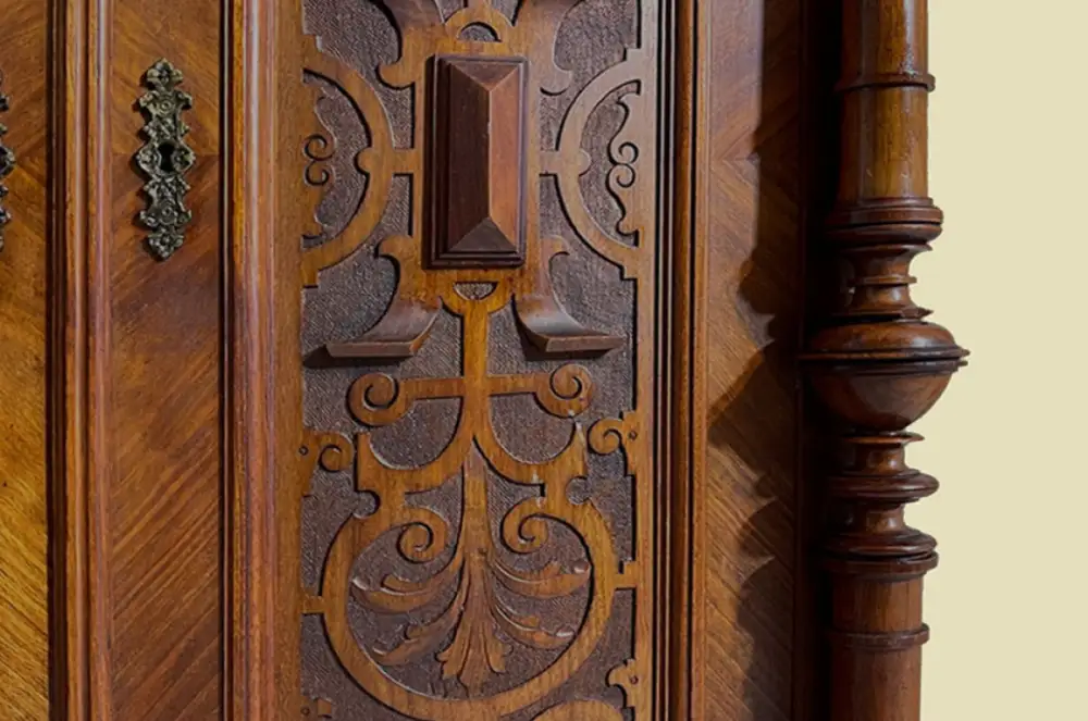 1880er Vertiko ANTIK Gründerzeit VINTAGE Nußbaum Säulen Kommode Schrank von 1880 11