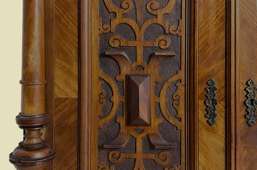 1880er Vertiko ANTIK Gründerzeit VINTAGE Nußbaum Säulen Kommode Schrank von 1880 12