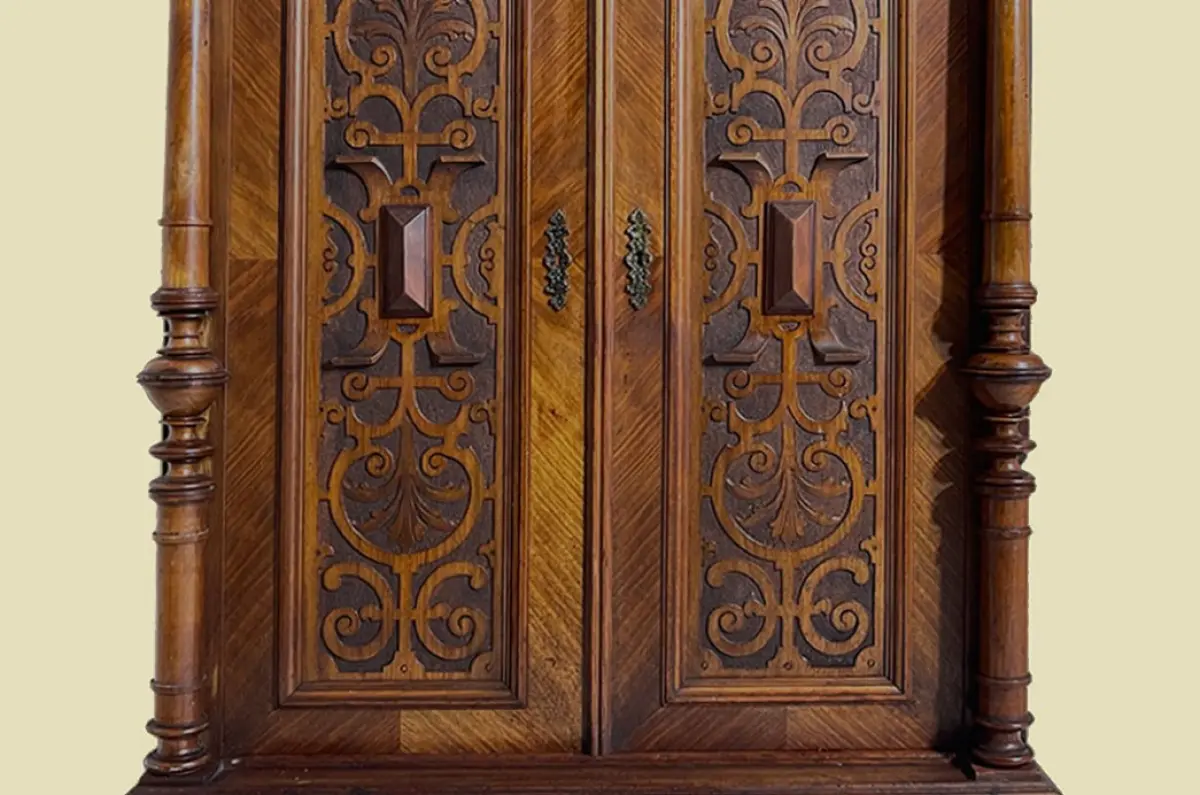 1880er Vertiko ANTIK Gründerzeit VINTAGE Nußbaum Säulen Kommode Schrank von 1880 13