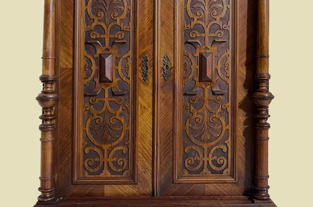 1880er Vertiko ANTIK Gründerzeit VINTAGE Nußbaum Säulen Kommode Schrank von 1880 13