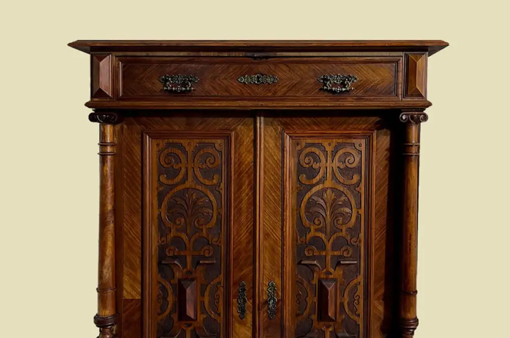 1880er Vertiko ANTIK Gründerzeit VINTAGE Nußbaum Säulen Kommode Schrank von 1880 15