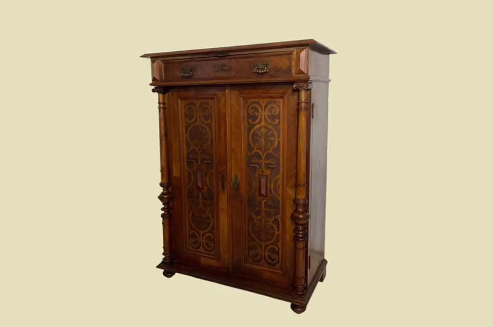 1880er Vertiko ANTIK Gründerzeit VINTAGE Nußbaum Säulen Kommode Schrank von 1880 2