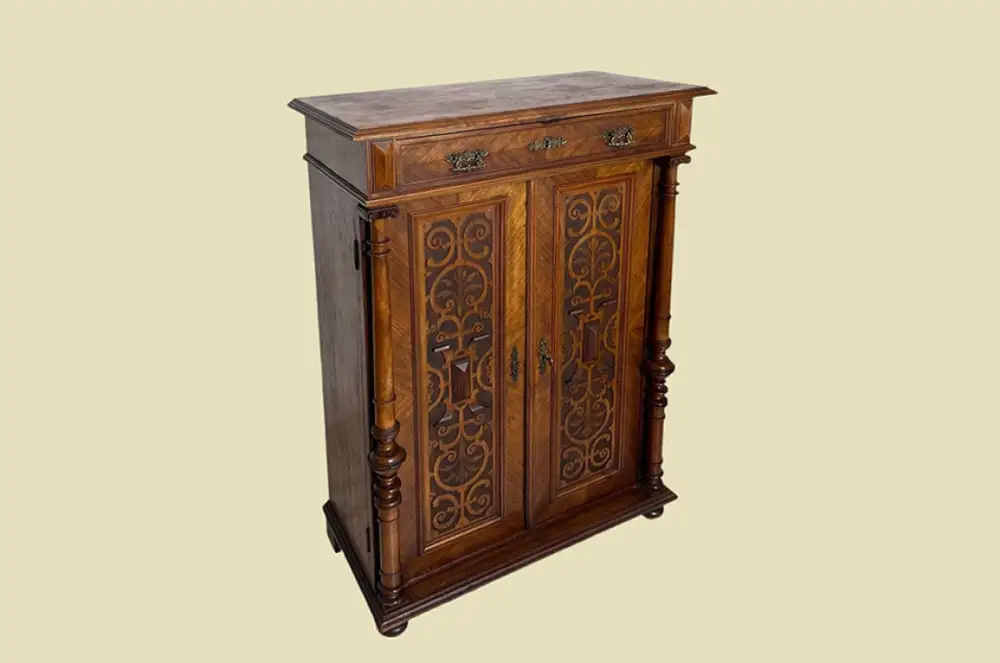 1880er Vertiko ANTIK Gründerzeit VINTAGE Nußbaum Säulen Kommode Schrank von 1880 3
