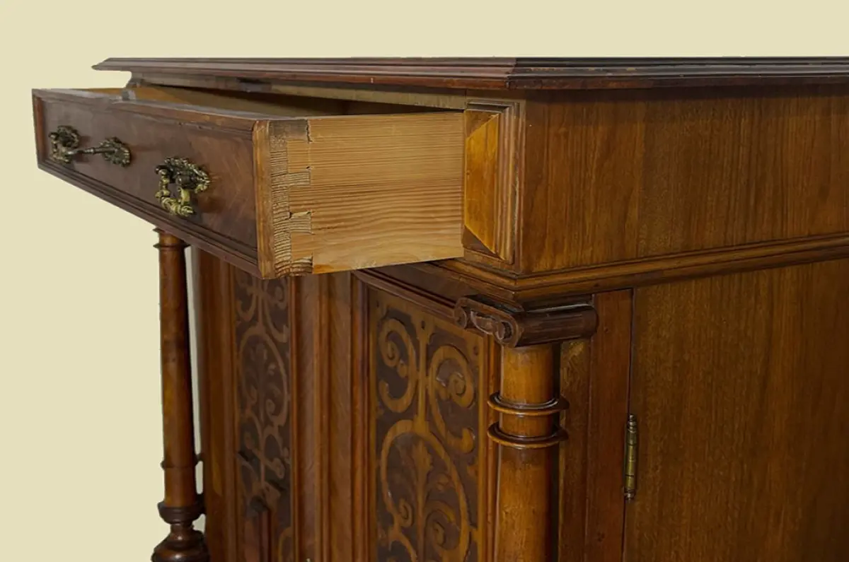 1880er Vertiko ANTIK Gründerzeit VINTAGE Nußbaum Säulen Kommode Schrank von 1880 8