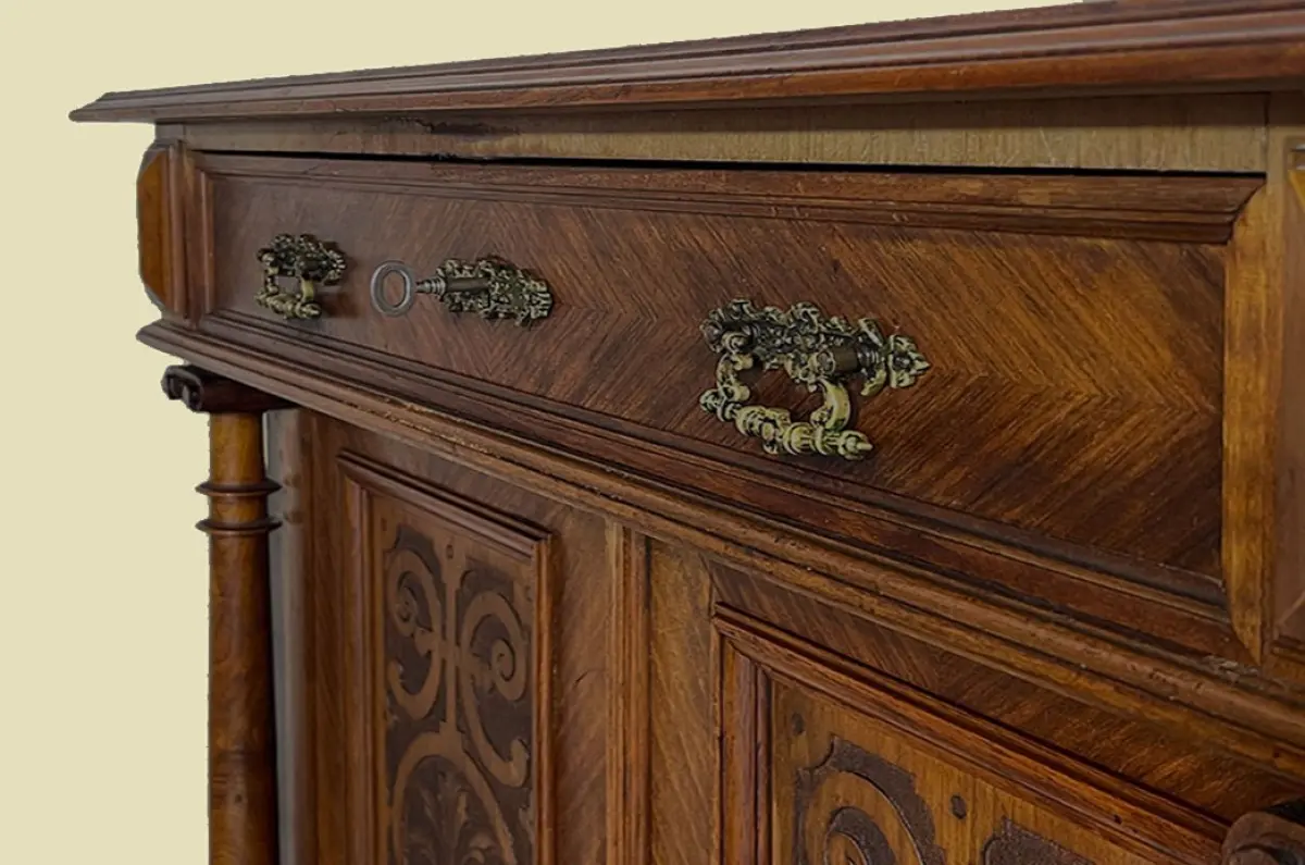 1880er Vertiko ANTIK Gründerzeit VINTAGE Nußbaum Säulen Kommode Schrank von 1880 9